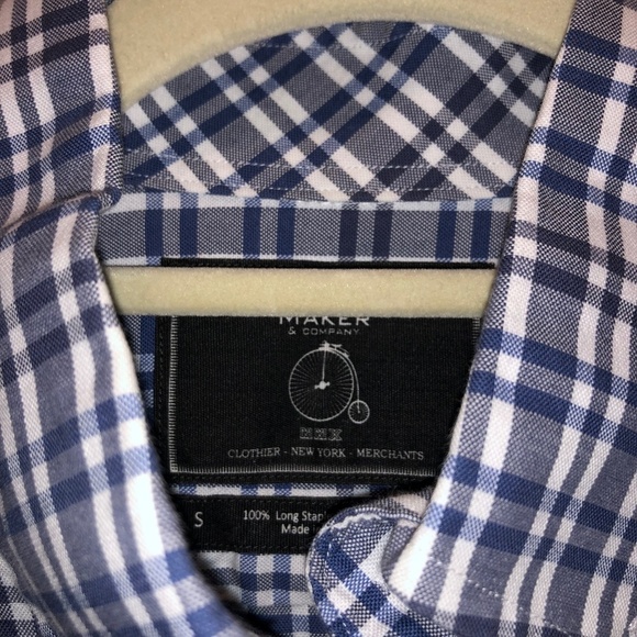 Maker & Company Blue/White Plaid Button Down Shirt - Picture 2 of 3